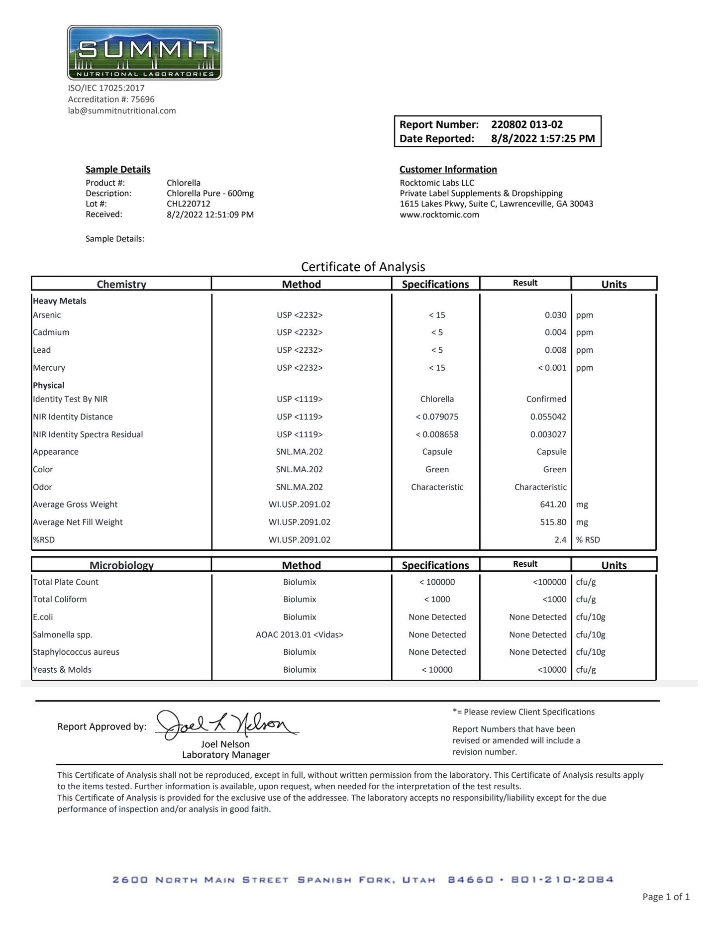 Chlorella Pure - 600mg